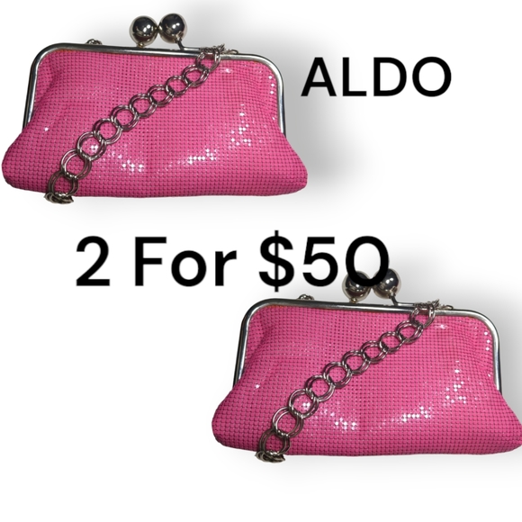 Aldo Handbags - * New "ALDO Evening Hot Pink Metallic Clutch  Bag Chain Strap